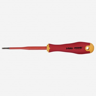 Felo VDE Insulated E-Slim Slotted Ergonic Screwdriver, 2.5 x 0,4 x 100