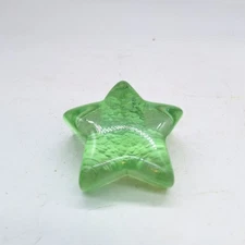 Fire and Light star paperweight recycled glass celery green signed 3" x 3" x 2"