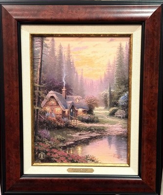 Thomas Kinkade (USA), Genuine Hand-Enhanced Lithograph ''Meadowood Cottage'' COA!