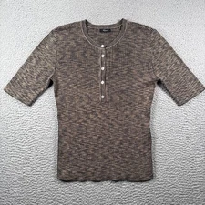 Rails Top Womens LARGE Soft Ribbed Knit Henly Style Half Sleeve Stretch Career