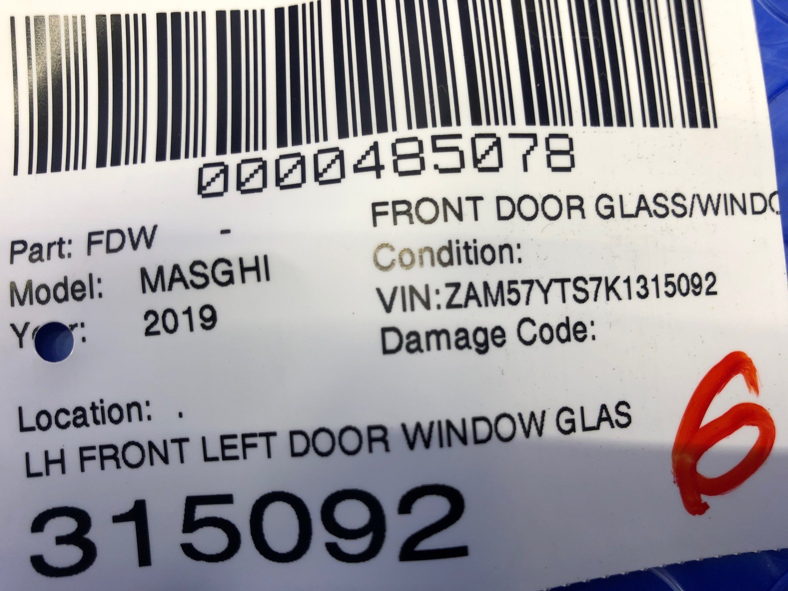 2014-2021 MASERATI GHIBLI FRONT RIGHT DOOR WINDOW GLASS OEM
