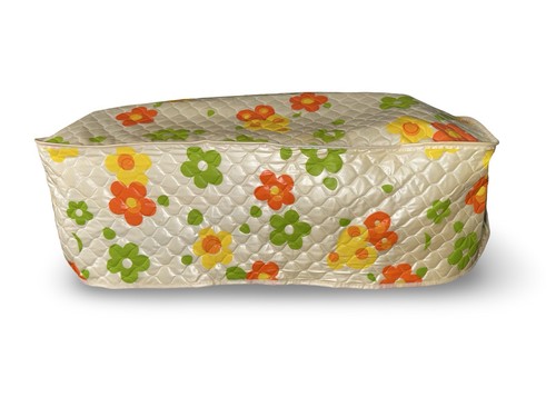Vintage 70s Floral Quilted Vinyl Toaster Oven Cover Flower Power Retro Groovy