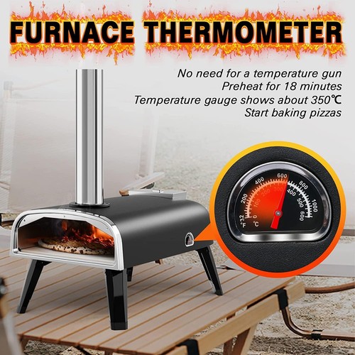 aidpiza Pizza Oven Outdoor 12" Wood Fired Pizza Ovens SP120 - BLACK