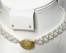 Faux Pearl Collar Necklace/ Measures 14 In Total Length