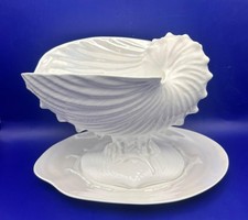 Wedgwood Nautilius Lustre Shell Centerpiece/Compote with Clam Shell Undertray