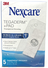 3M Nexcare Tegaderm + Almohadilla Apósito Transparente Nuevo en Caja 5 Apósitos 2.375 pulgadas x 4 pulgadas