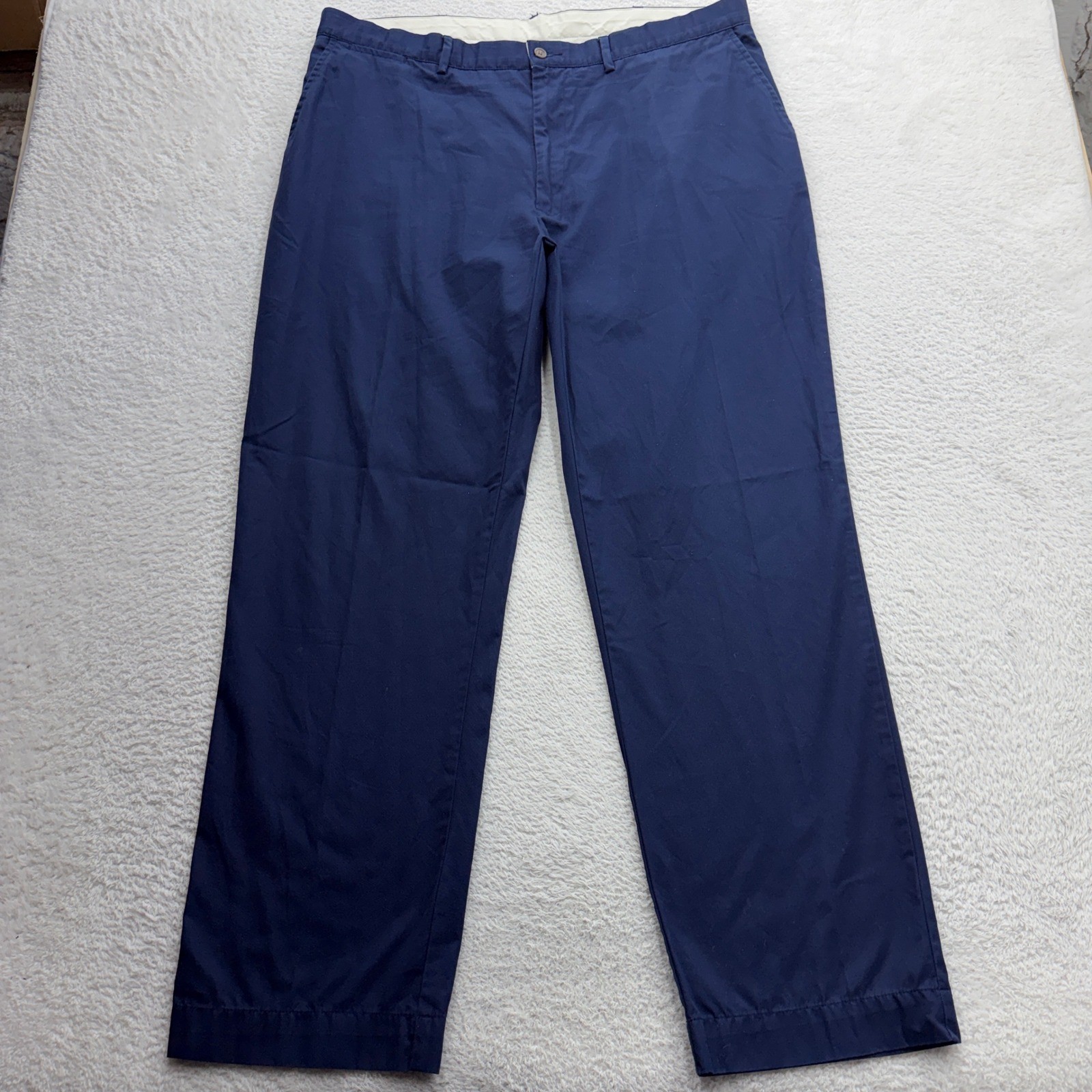 Polo Ralph Lauren Men Navy Blue Cotton Chino Pants Straight Leg 40/32 Flat Front