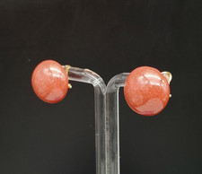 orecchini donna bottone pasta corallo rosso perno clips arg. 925 made in Italy