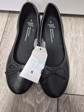 NEW Time And Tru Ladies Black Memory Foam Ballet Flats With Bow Detail. Size 6