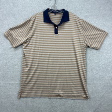Peter Millar Polo Shirt Mens XXL Tan Gray Blue Crown Crafted Performance Golf