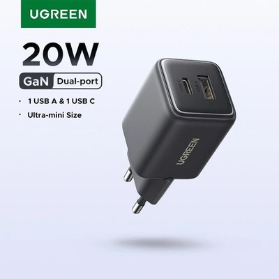 20W GaN USB-C Fast Charger PD3.0 QC3.0 Mini Wall Adapter for iPhone 16 15 14 Pro