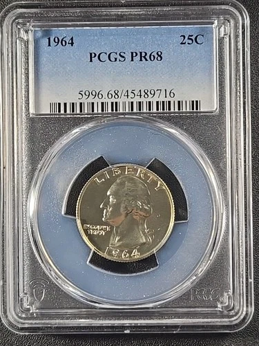 1964 U.S. Washington silver Quarter $1/4 - Proof 68 PR68 (PCGS)   stk#9716