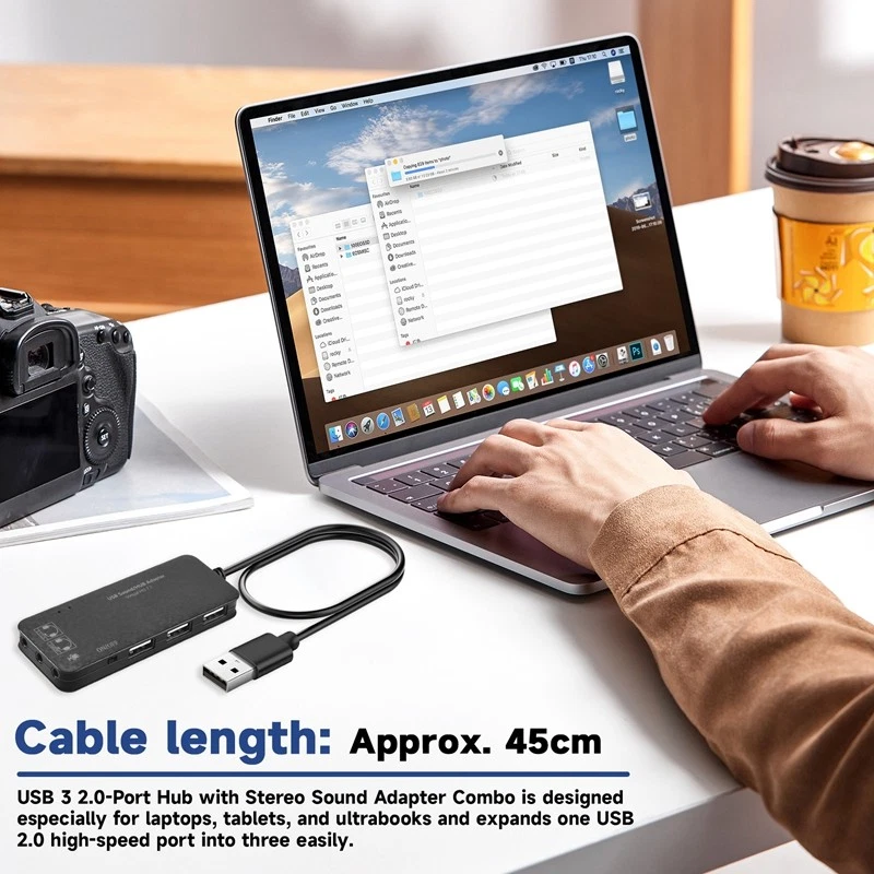 3 Port Usb 2.0 Hub External 7.1Ch Sound Card Headset Microphone Adapter For1752 - Image 3 of 4