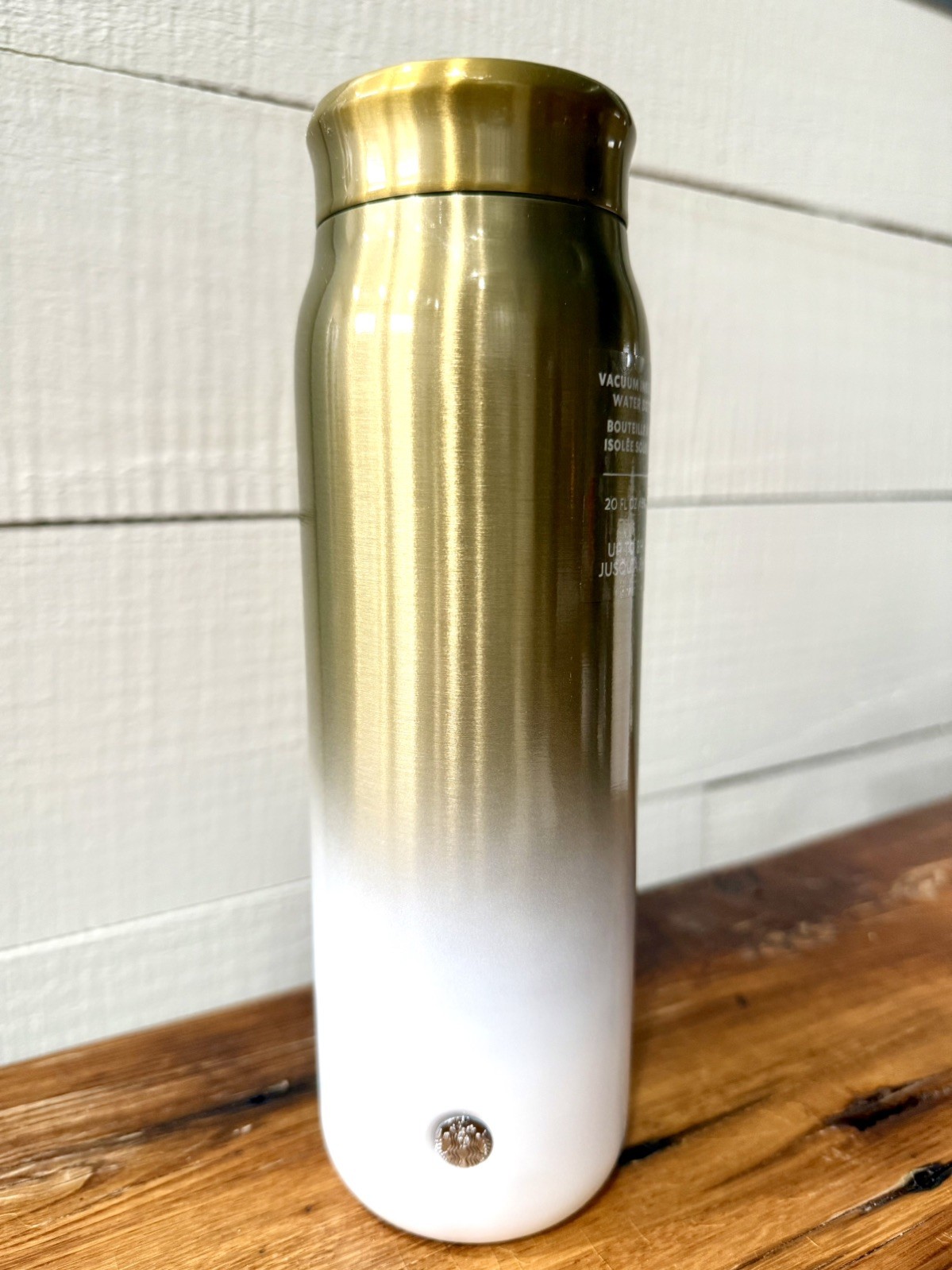 Starbucks Gold and White Ombre Water Bottle 20oz NEW
