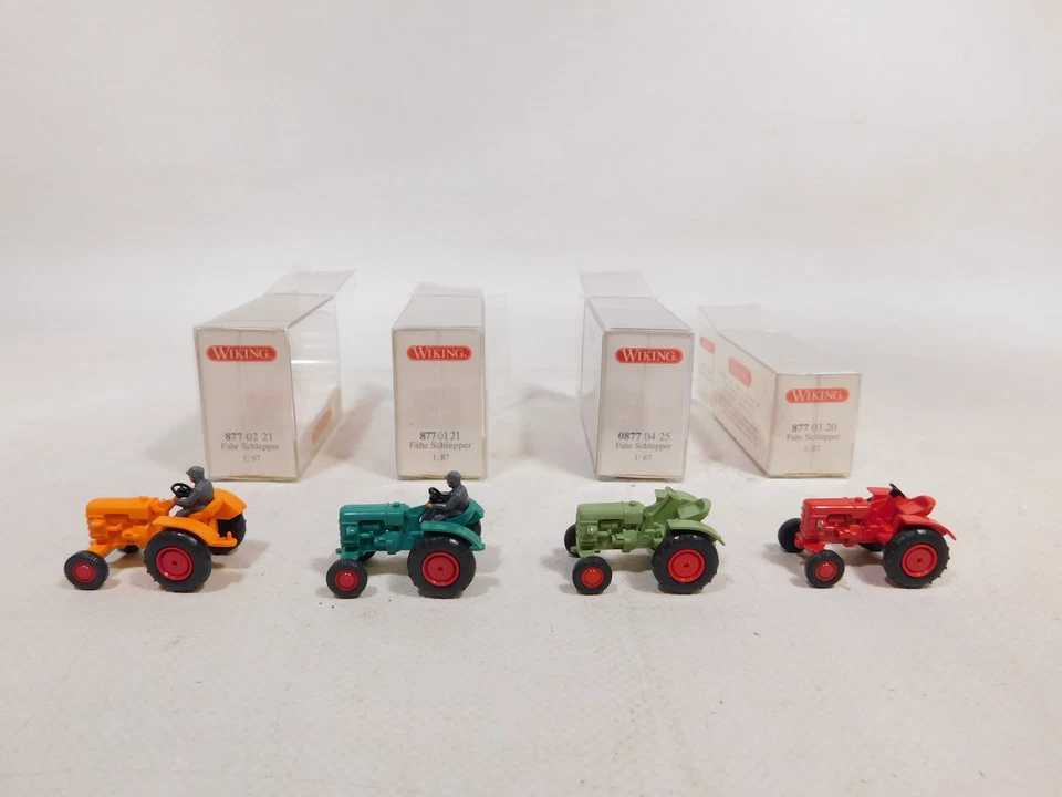 4X Wiking H0 1:87 Trattore Fahr 877 02 21 877 01 21 Ecc Mint+Box #DW717-0,5 - Immagine 2 di 4