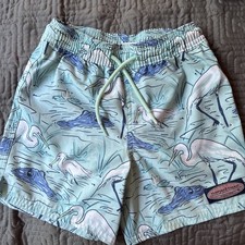 Vineyard Vines Boys Size 5 Swim Trunks Lined Seagulls, And Alligator