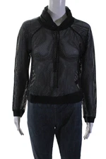 Koral Womens Black Mesh Tie Cowl Neck Long Sleeve Pullover Sweatshirt Size S