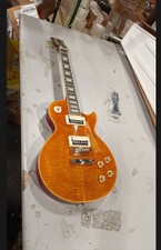 Used Orange glosy top LP Electric Guitar HH Pickups red back Mahogany body&neck