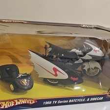 Hot Wheels 1966 TV Series Batcycle & Sidecar 1:12 Diecast Batman Motorcycle
