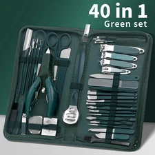 Manicure Set Pedicure Tools Set Nail Grooming Kit for Women Mens, 40 in 1（Dark G