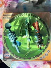 Constructive Eating Dinosaur Utensil, Divided Plate, and Placemat Set for Kids