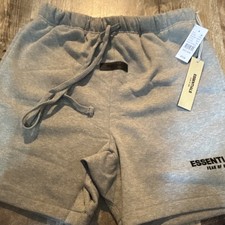 Essentials Fear of God Unisex Gray Cotton Fleece Sweat Shorts Drawstring Pockets