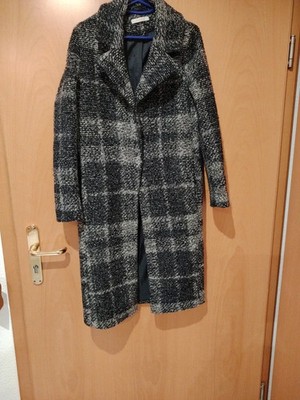 Esprit Damen Wollmantel in Schwarz Weiß Gr. XS