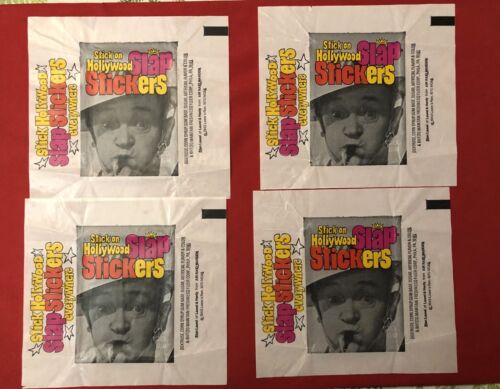 Vintage Fleer Hollywood Slap Stickers Card Wrapper Lot of 4 Laurel & Hardy - Picture 1 of 1