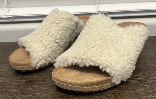 BIRKENSTOCK Papillio Namica Teddy Wedge Sandals in Eggshell NWT Size 11US/42 N