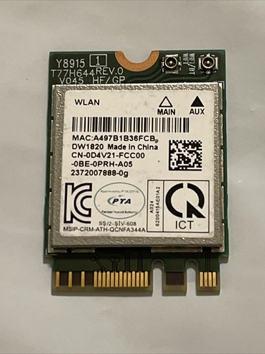 GenuineDell Latitude 5490 14" Genuine WiFi Wireless Card D4V21 QCNFA344A 0DV421 - 第 1/4 張圖片