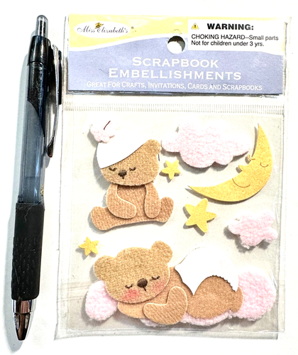 Felt Sleeping Baby Bears Stickers Scrapbooking Journal Card Miss Elizabeth's