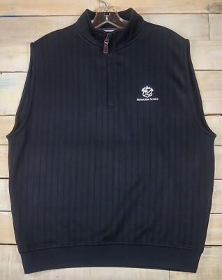 Footjoy FJ BERMUDA DUNES Country Club 1/4 Zip Pullover Black Golf Vest Size  M
