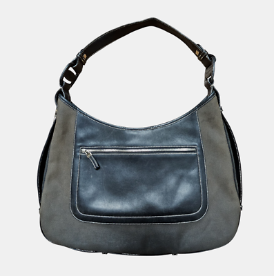Salvatore Ferragamo Gancini Leather Canvas Shoulder Bag 10x16 