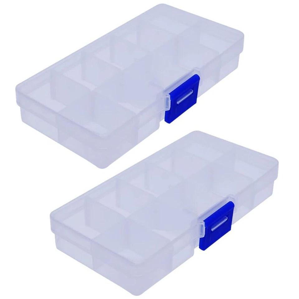 2/3Pcs Plastic Jewelry Box Beads Storage Container Adjustable Earrings Organizer - Image 3 of 4
