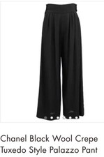 Chanel Black Wool Crepe Tuxedo Style Coulottes