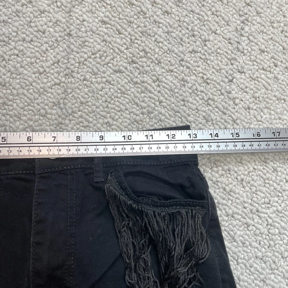 Boohoo синий женщин черный срез Jean шорты искусственно состаренный размер 2 бахромой Raw боты - Изображение 3 из 4