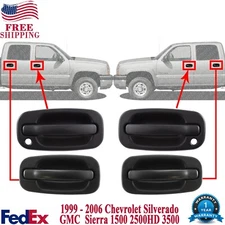 Front & Rear Exterior Door Handles Textured 4 Piece For 99-06 Silverado Sierra