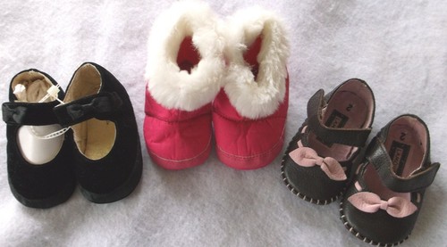 GIRL SHOES Size 2 Brown LEATHER ~L'AMOUR~; Black STRIDE RITE; Pink SLIPPER BOOTS