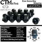 20PC INFINITI 1.5'' TALL BLACK M12X1.25 OEM FACTORY LUG NUTS FIT STOCK WHEEL
