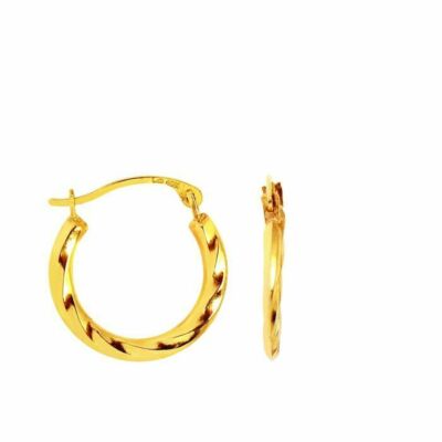 5/8'' polierte Mini Twist Creolen echt 10K Gelbgold 0,4gr