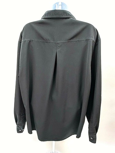 Vintage Joanna Womens Button Up Black Long Sleeve Top Sz XL Pointed Collar - Picture 2 of 5
