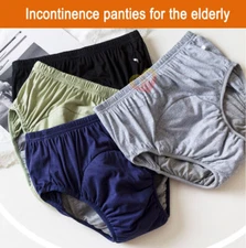 2 Pack Adult Washable Incontinence Underwear Diaper Pants Reusable Leak-proof 