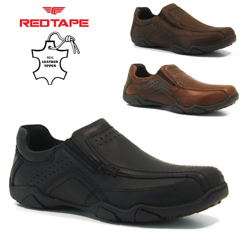 ZAPATOS DEPORTIVOS INFORMALES ELEGANTES DE CONDUCCIÓN SIN CORDONES DE CUERO CINTA ROJA PARA HOMBRES TALLA - Imagen 24 de 27