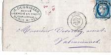 Lettre ancienne, J DUSSALIAN AVOUE AVEC TIMBRE 1876