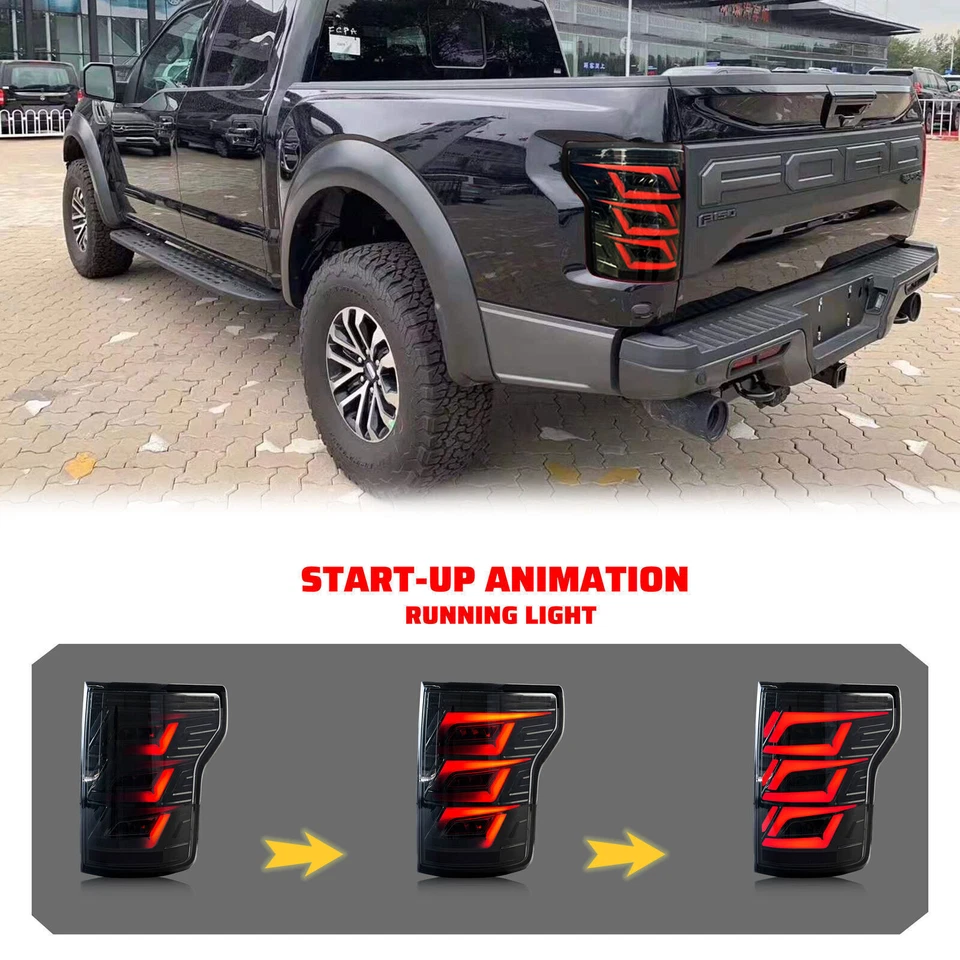 LED Black Tail Lights for Ford F-150 F150 2015-2020 Sequential Rear Lamps - Изображение 3 из 4
