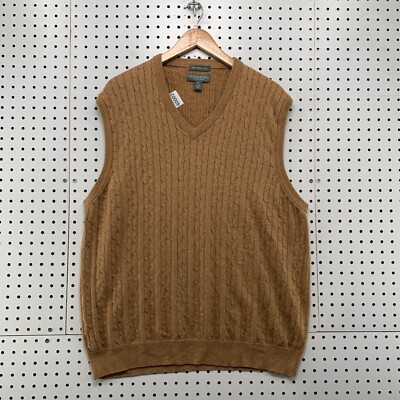 Lyle & Scott Scotland Knit Sweater Vest Mens XL Brown Cable Knit 22x29