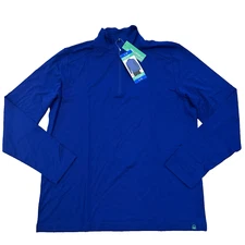 Benetton Base Layer Shirt 100% Merino Wool 1/4 Zip Blue Mens Large New NWT
