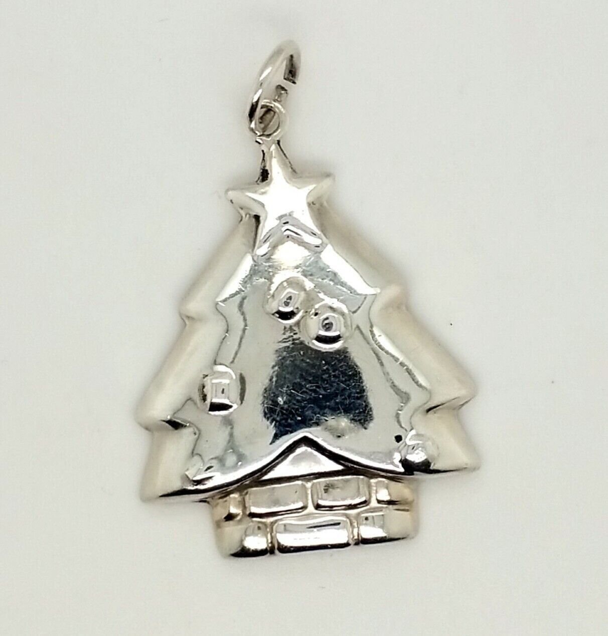 Solid Sterling Silver Christmas Tree Pendant - image 1