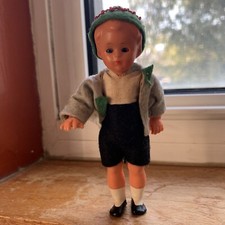 Antique German Celluloid Original Doll w/ green hat, b1