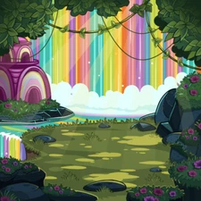 Neopets - Behind the Rainbow Falls Background ! - Virtual Item [Fast + Safe]